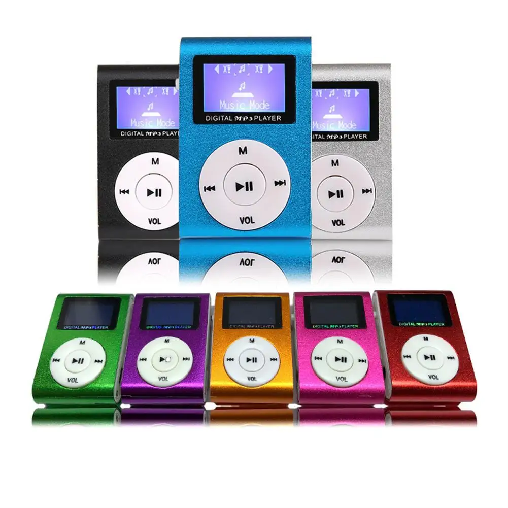 Mini Cube Clip-type Mp3 Player Display Rechargeable Portable Walkman Sport Mp3 Music Speaker with Earphone Usb Cable