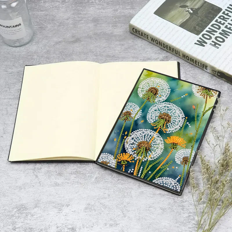 Diamond Painting Diary Notebook Sketchbook 5D DIY dandelion pattern leather female adult