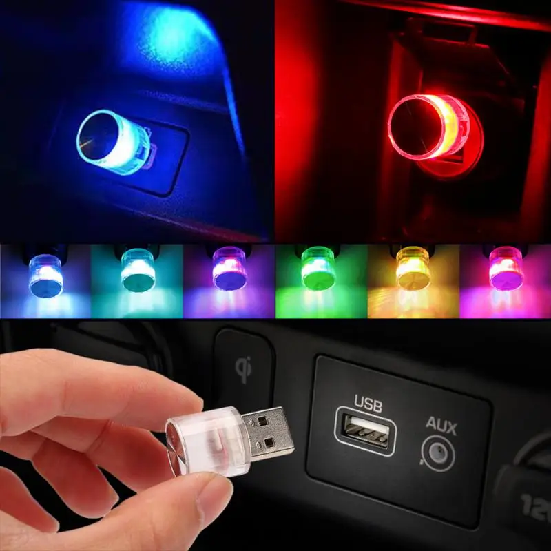 Mini USB Car Light LED Atmosphere Auto Ambient Nightlight Neon Interior Lamp Emergency PC Mobile Power Charging Book Light led car foot lamp ambient light rgb usb app wireless remote music control automotive interior decorative neon atmosphere lights