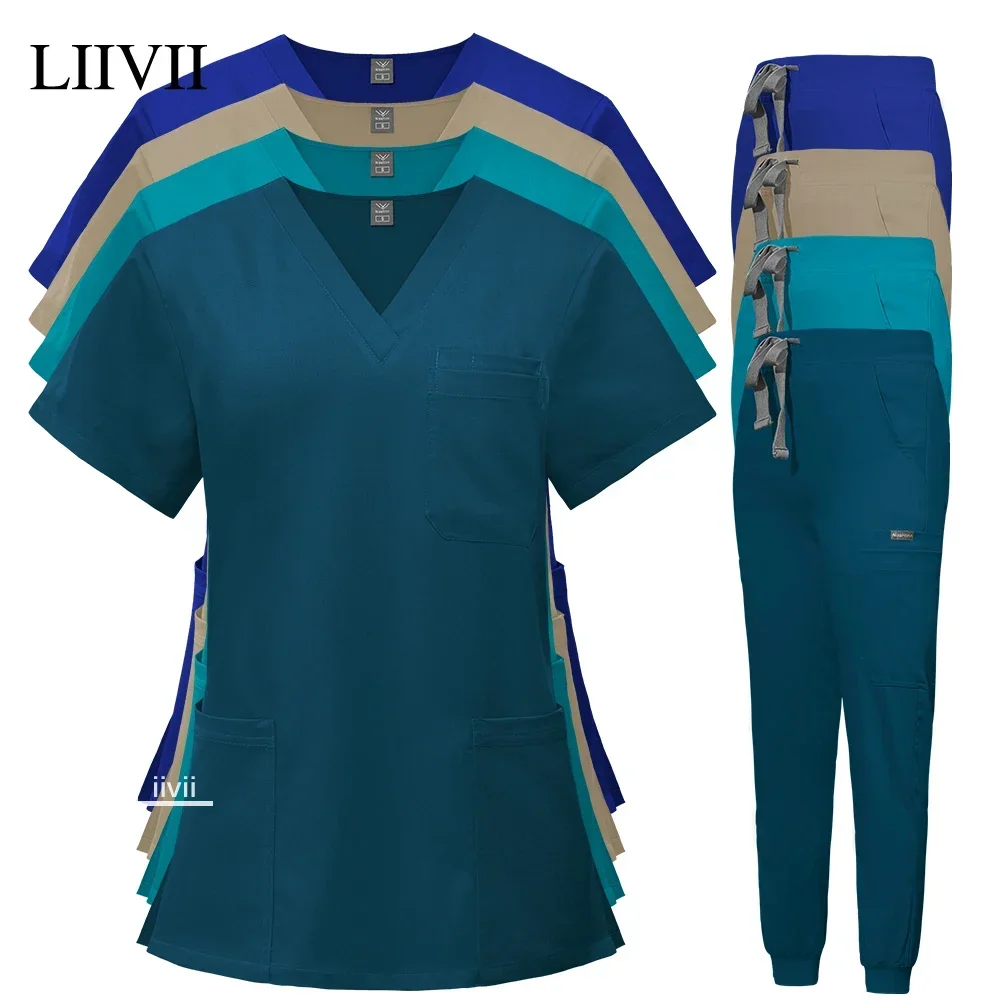 

Unisex Medical Clothing Pharmacy Healthcare Worker Clinical Tops Pants Nurse Uniform Doctor Surgery Clothes Nursing Scrubs Set