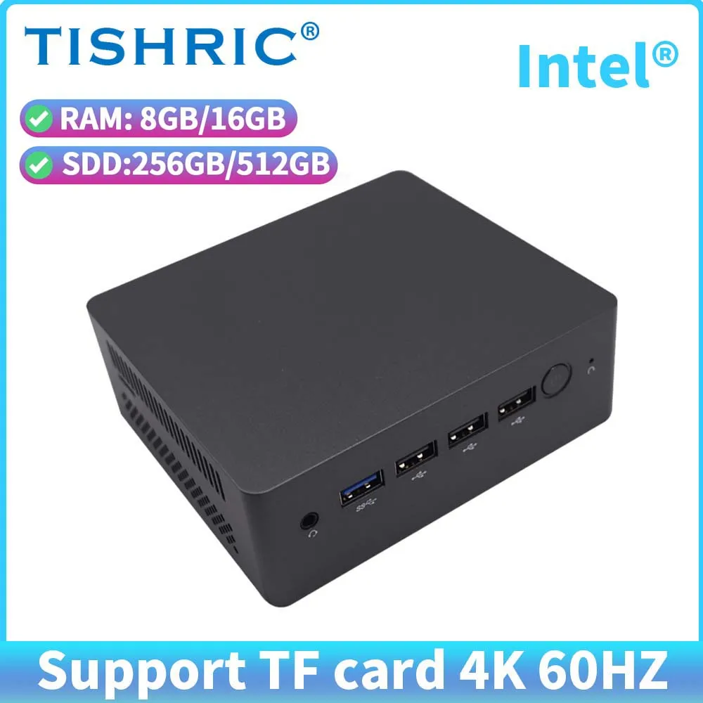 TISHRIC Mini PC Intel 12th Gen Alder Lake N100 SSD AMD DDR5 256/512GB RAW 8/16GB Mini PC PCIE M.2 SSD Dual WiFi Desktop Computer 3