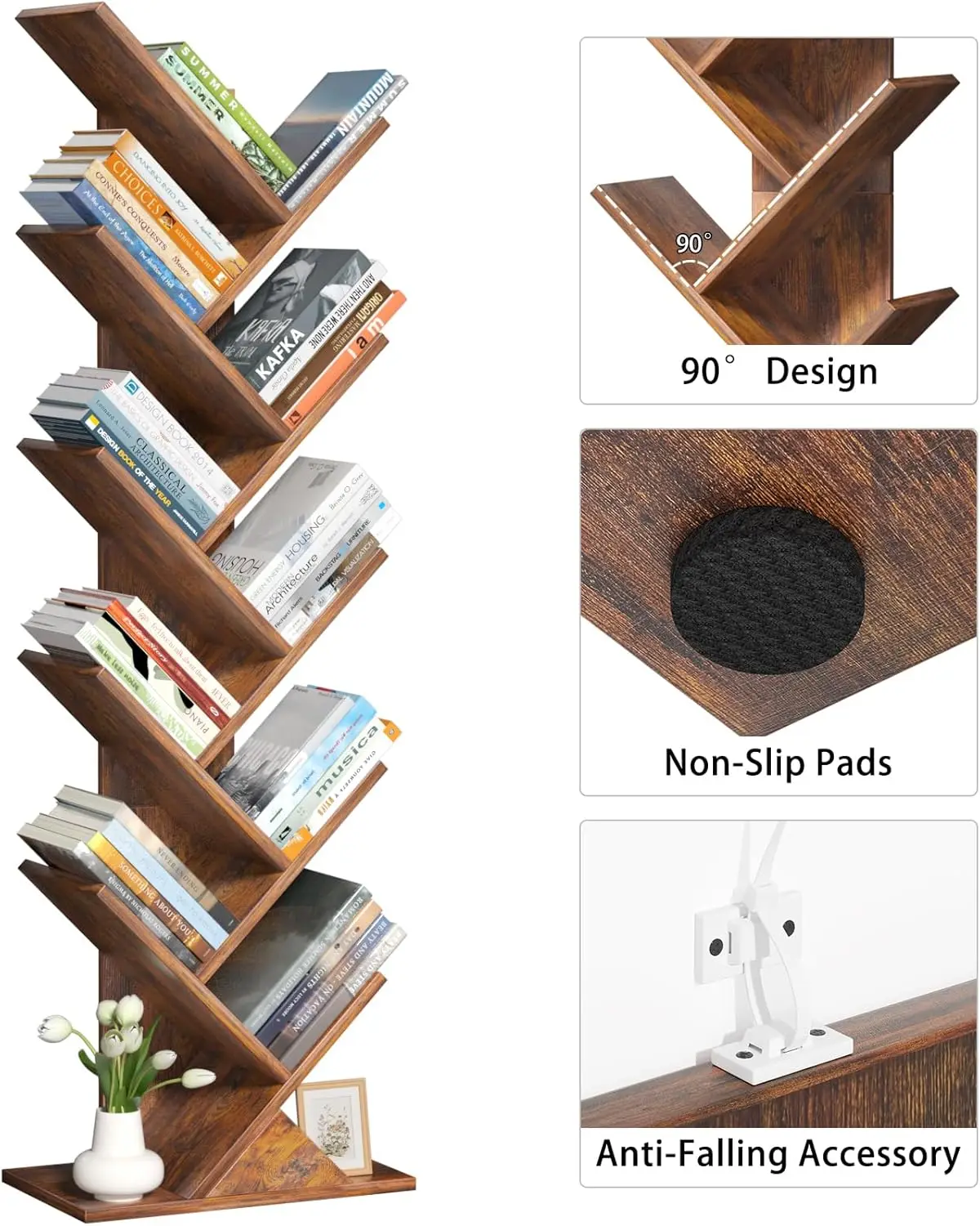10-Tier Tree Bookshelf – dimensions and product overview