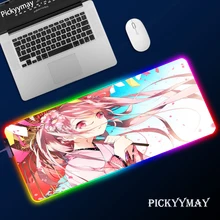 Large Office RGB LED Illumination Mouse Pad Mat Gamer Cardcaptor Sakura Gaming Mousepad Keyboard Compute Anime Desk Mat For CSGO