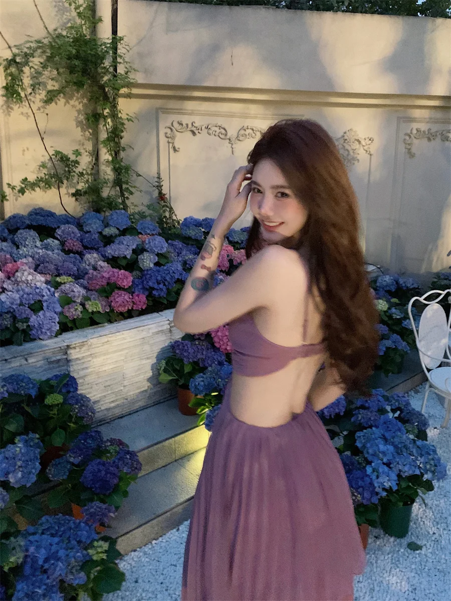Summer New Fashion Sexy Pleated Holiday Beach Long Dresses for Women Vacation Spaghetti Strap A line Ladies Robe 2025 Sundress