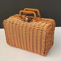 Imitation Rattan Storage Box Decorative Suitcase with Handle for Everyday Use Gifts Handcase 26X17X11cm 30x20x13cm 35x24x12cm 1