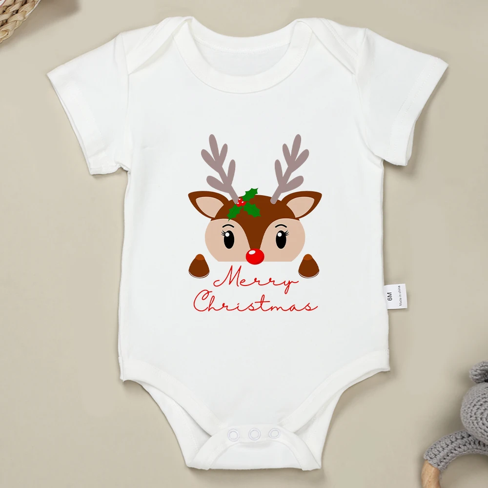 

Christmas Reindeer Cartoon Cute Baby Girl Clothes Onesie Cotton Festival Vibes Romper Hot Sale Xmas Style Newborn Bodysuits