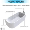 67 Inch Acrylic Freestanding Whirlpool Corner Hot Tub Modern Soaking Bathtub with Right Drainage and LED Control Panel 6