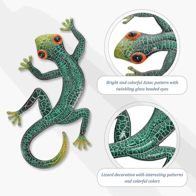 Vas Gyík Falfém Gecko Dekoráció Kültéri Kerti Szobrászat Állati Medál Lógók Szoborok Dísz - Image 5
