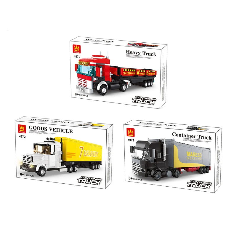 WANGE Large Truck Building Blocks Small Bricks DIY Toy City Transport Container Truck for Children Boys Products