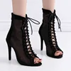 Mesh Cool Women's Summer Short Boots Net Boots Fish Mouth Small Size Thin Heel High Heel Dance Ballroom 1