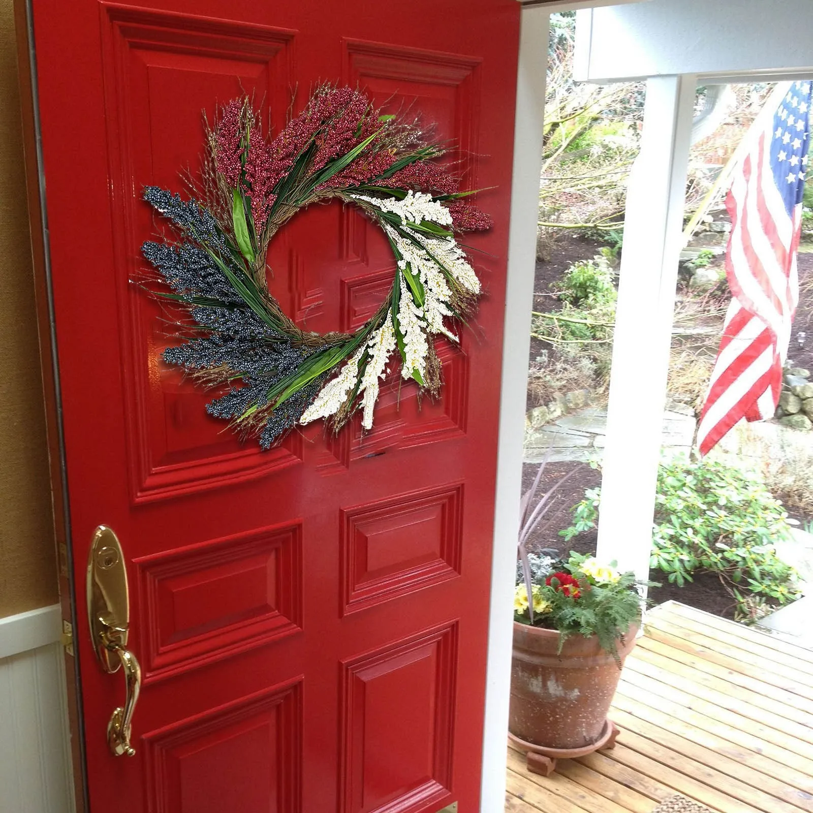 

Independence Day Wreath Welcome Sign Artificial Wreath Spring Summer Patriotic Garland For Front Door Sunflower Wedding Supplies