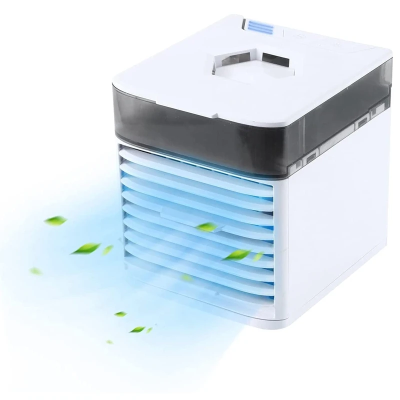 

HOT-Portable Air Conditioner Quiet USB Air Cooler Fan With 3 Speeds 7 Colors Personal Air Conditioner With LED Light