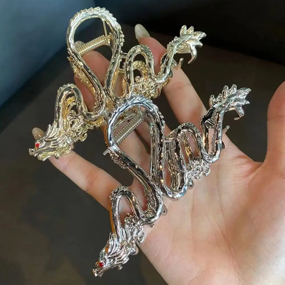 Neue chinesische drachen förmige Haars pangen mit Perle Frauen einfache Haar klaue Legierung Metall Strass Haarnadel Hai Clip Mode – Detail 10