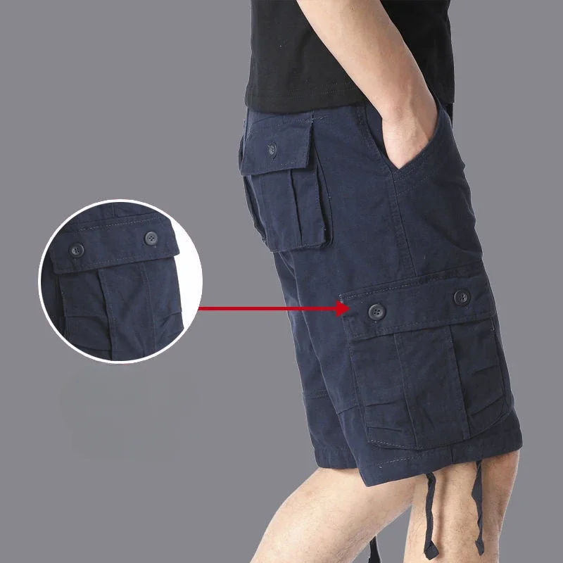 thumbnail image 1 of Pantalones cortos para hombre, anchos, holgados, de gran tamaño, con botones, pantalones cortos cargo para hombre, sueltos, populares, elegantes, casuales, de algodón, vintage, nuevos en Y2k, 1 of 5