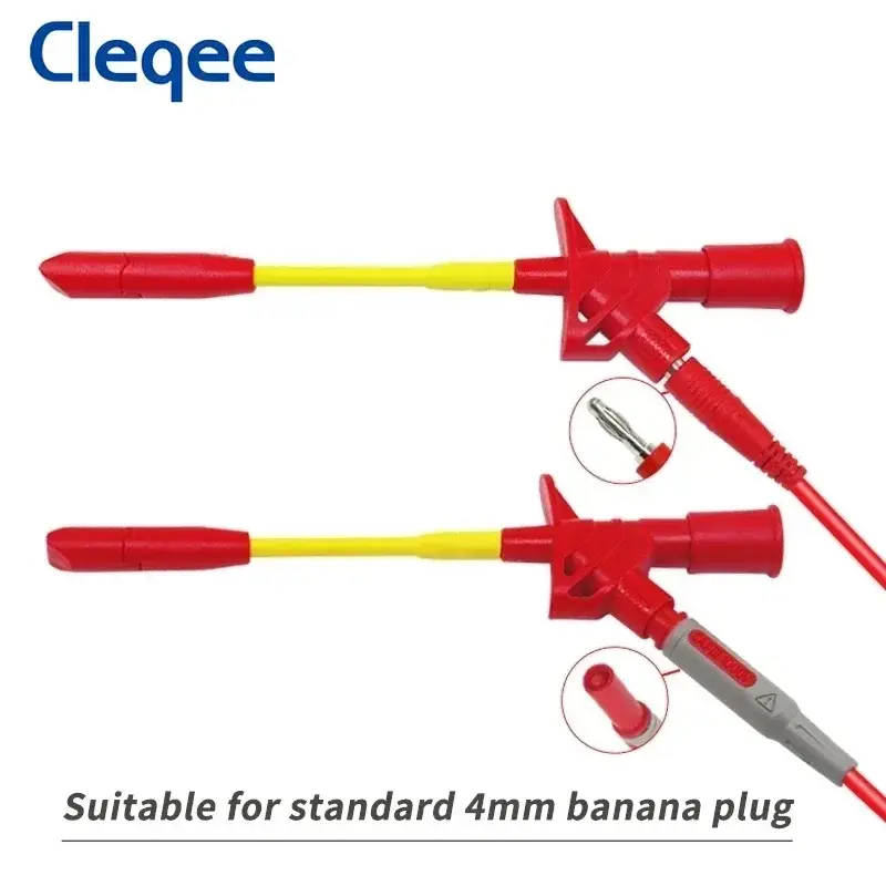 Cleqee P5005 2pcs Professional Test Hook Clip Quick Wire Piercing Probe Multimeter Needles with 4mm Socket Automotive Tool image 1