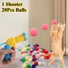 1Set Creative Interactive Launch Training Cat Toys Kitten Mini Pompoms Games Stretch Plush Ball Toy Cat Supplies Pet Accessories