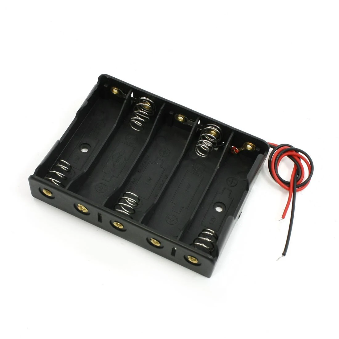 5X1.5V Aa Batteria Slot Holder Case Box Wire Black