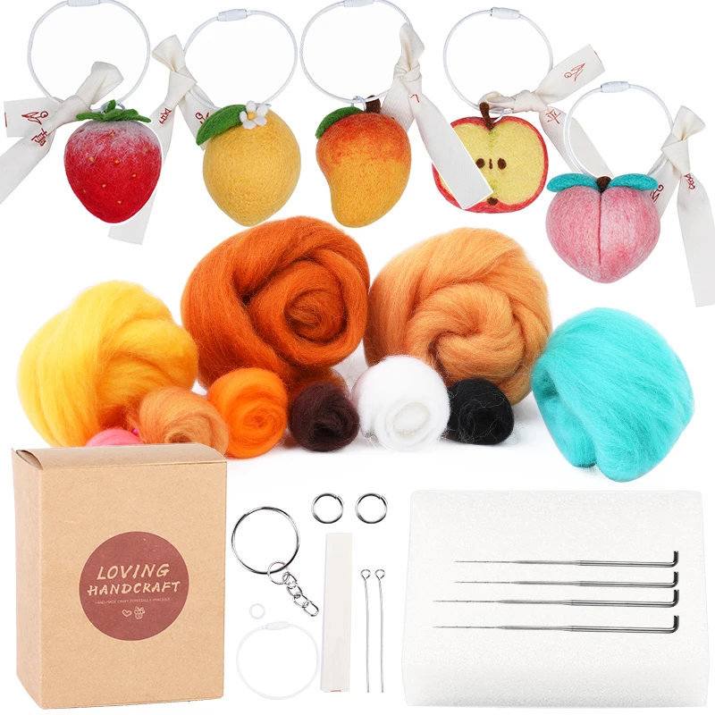 Nonvor Non Finished Felt Kit Cute Fruit Collection Strawberry Peach Apple Mango Wool Felt Poked Diy Needle Felting Materials Aliexpress