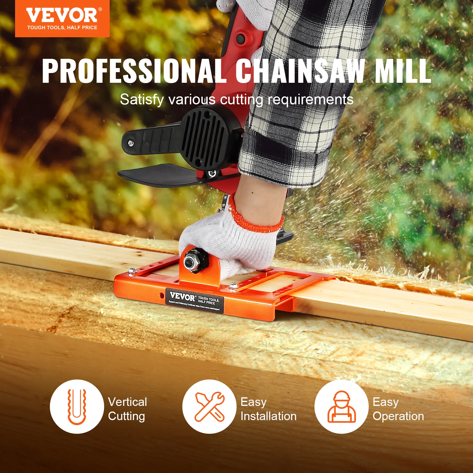 VEVOR 2"-6" Chainsaw Mill Vertical Lumber Cutting Guide Portable Chainsaw Attachment Wood Chainsaw Milling for Builders Woodwork 2