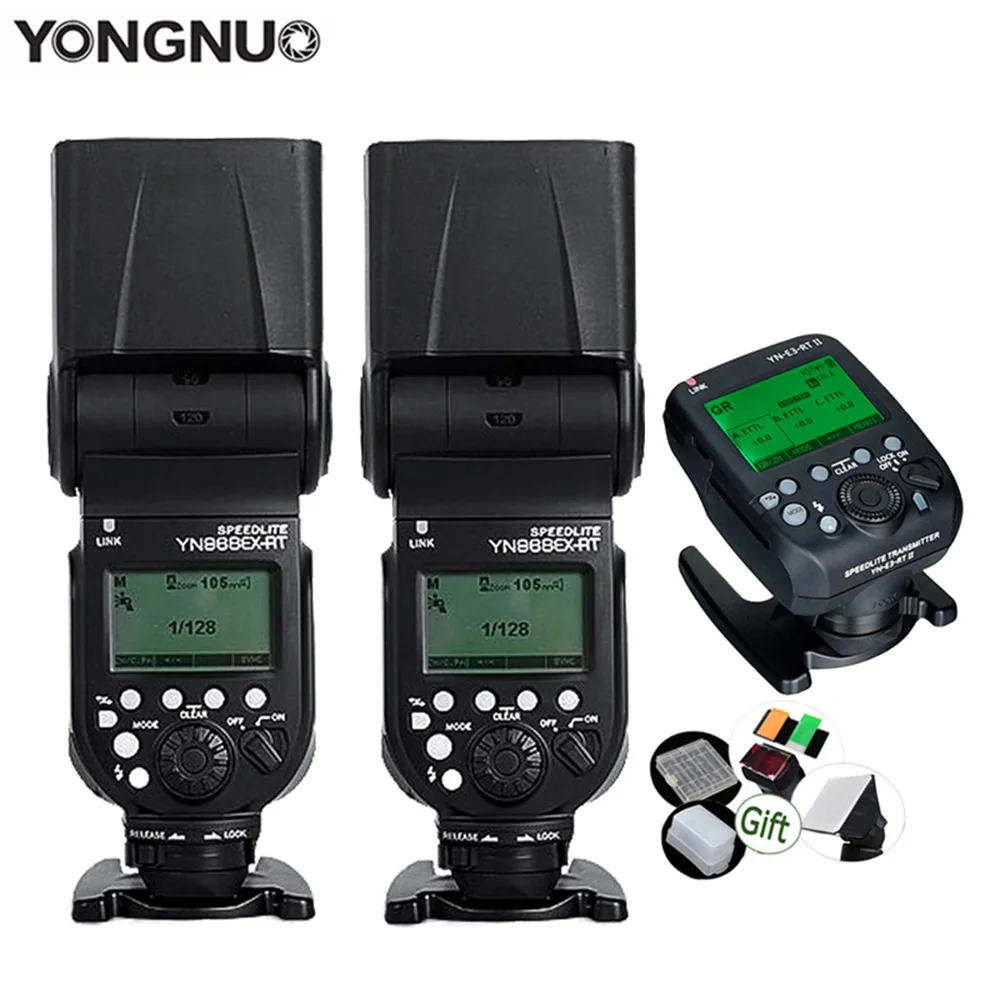 

2x YONGNUO YN968EX-RT Speedlite w/ Led Light YN-E3-RT II Transmitter GN60 TTL HSS 1/8000s Flash for DSLR Canon 600EX-RT ST-E3-RT