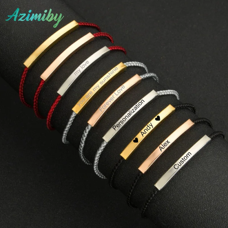 Azimiby 2022 Customized Nameplate Stainless Steel Rope Chain Engrave