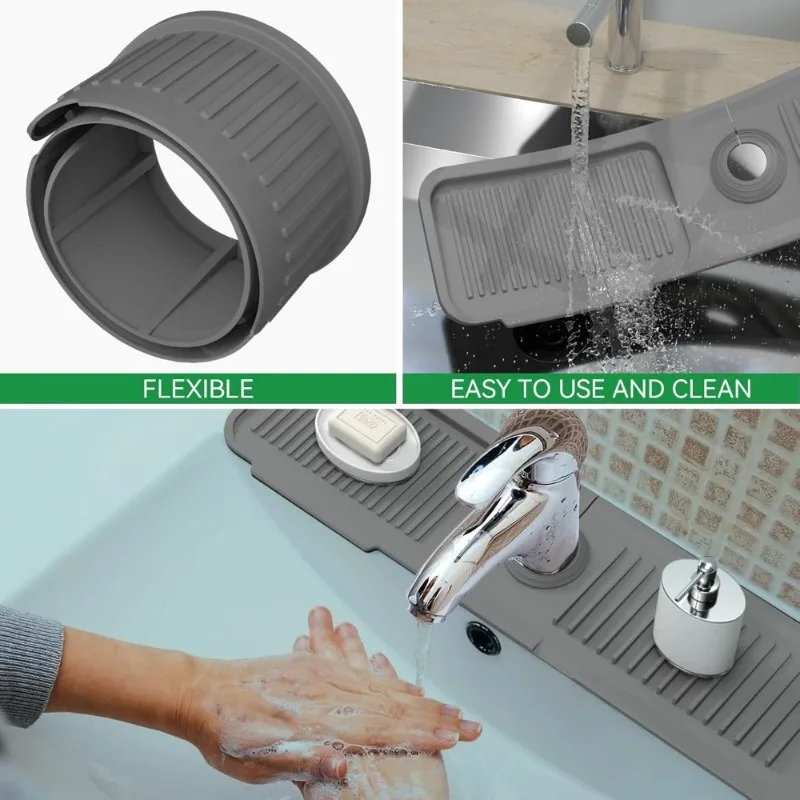 Silicone Sink Splash Guard and Drain Mat with Integrated Drip Catcher Tray for Kitchen and Bathroom Use  Countertop Protector