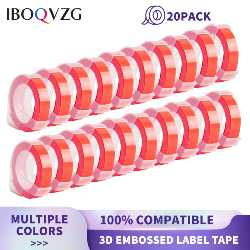 

IBOQVZG 20 шт. для 3D пластиковой искусственной ленты 9 мм, совместимая с этикетками для тиснения DYMO 1610 12965 1880 1540 Motex E101