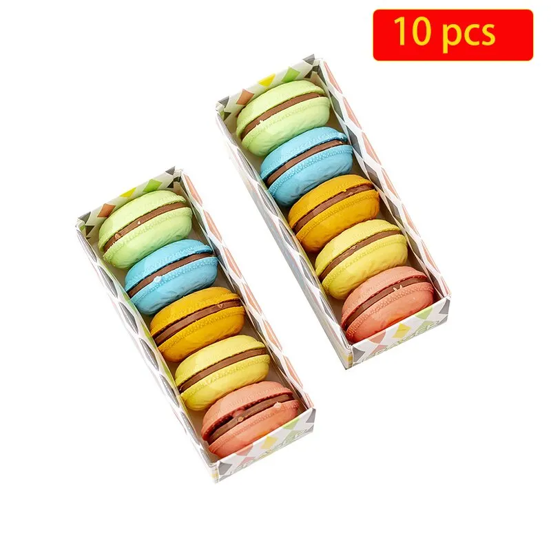 Children Eraser Macaron Colored Sandwich Biscuit Eraser 10pcs Pencil Eraser Biscuit Eraser