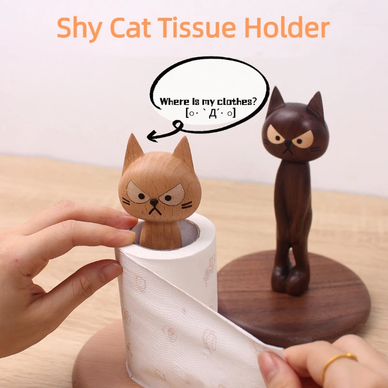 

Walnut Tissue Holder Cat Beech Wooden Napkin Holder Kitchen Dining Living Room Home Gift Modern Practical Decoration