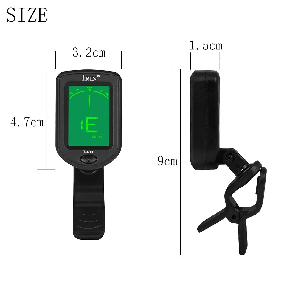 IRIN Guitar Tuner T-400 Digital Clip-On Tone Tuner for Electric Ukulele Bass Violin Universal 360Degree Rotatable Sensitive