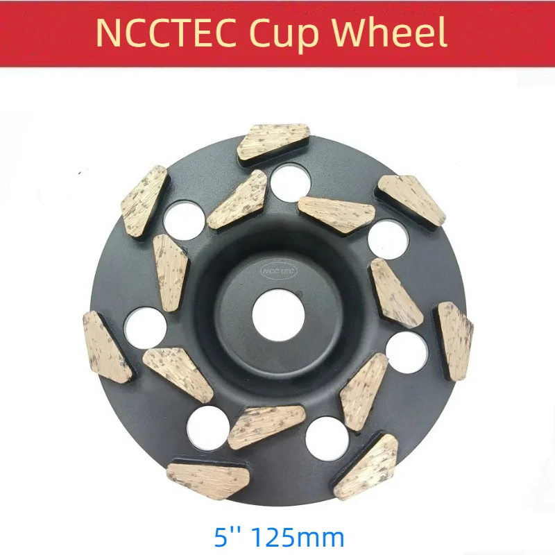 [14 Triangle Segments] 5'' Diamond Grinding Cup Wheel 125mm Granite Concrete Polishing Discs Disks Plates M14 5/8"-11