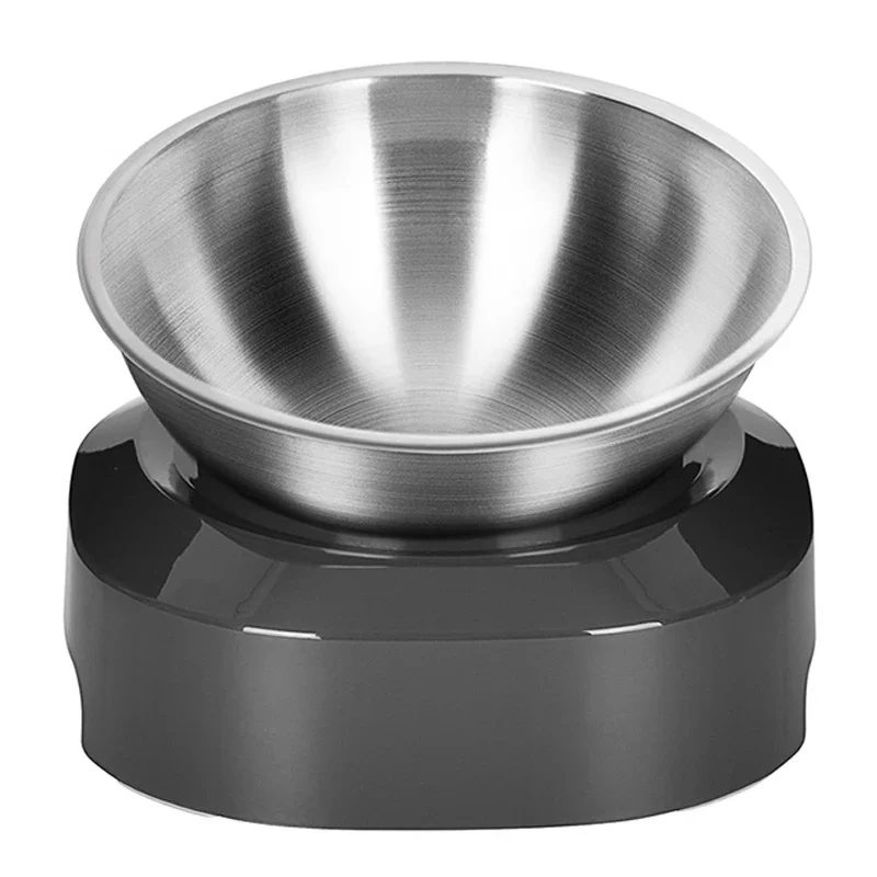 وعاء قطط من الفولاذ المقاوم للصدأ سهل التنظيف لأطعمة الكلاب والمياه مع حامل معدني للقطط والكلاب وعاء تغذية مزدوج واحد للحيوانات الأليفة