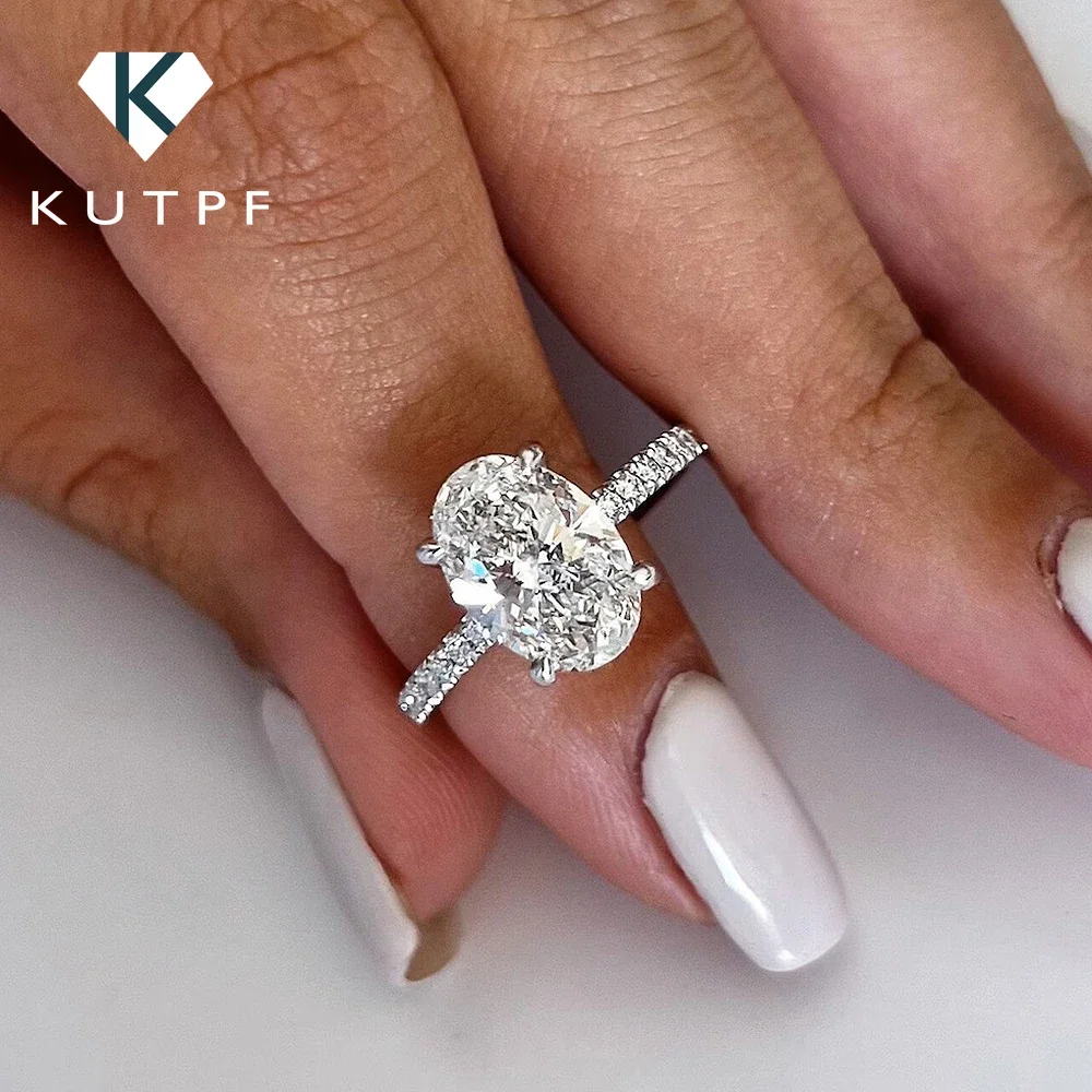Oval Cut Full Moissanite Engagement Ring for Women S925 Silver1