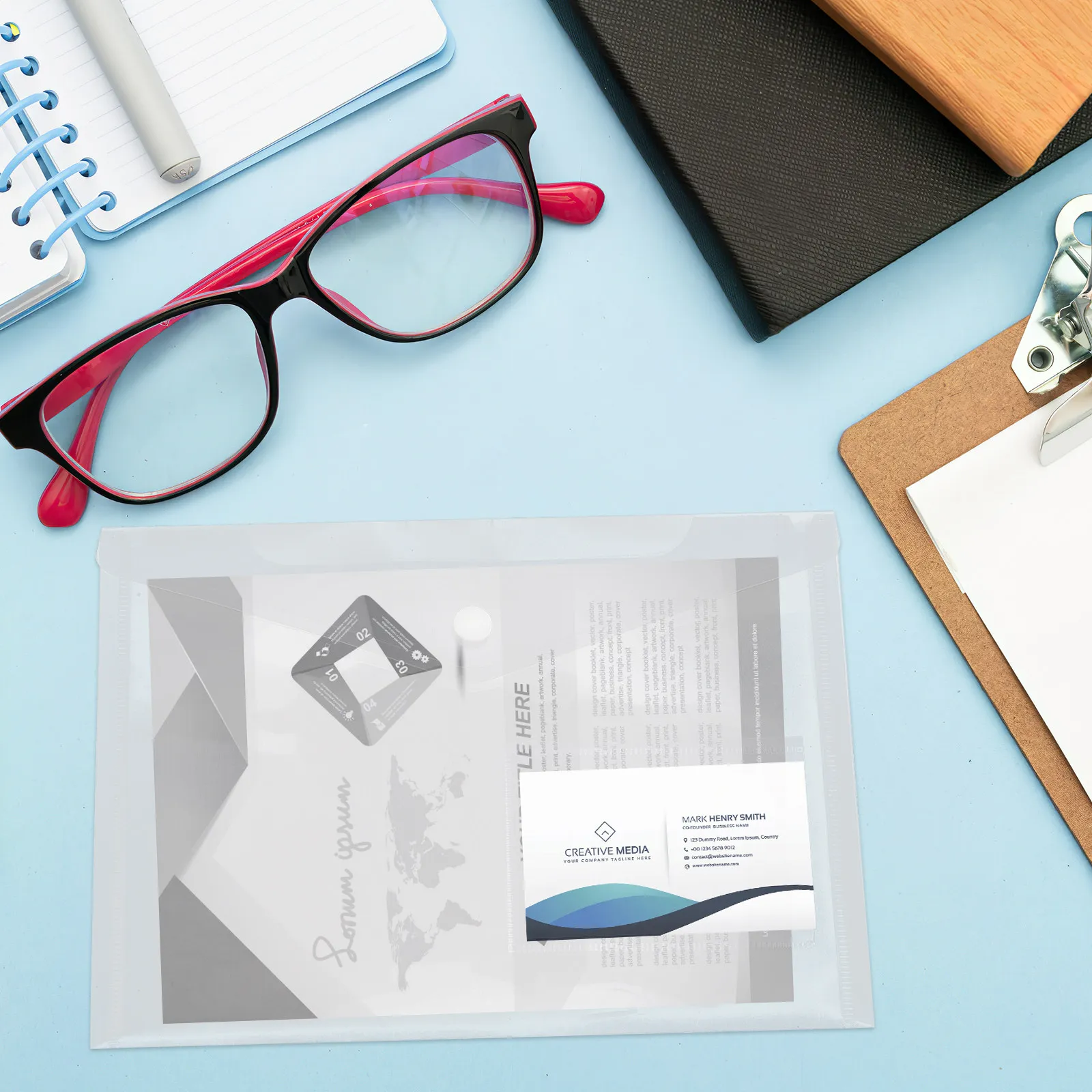 20Pcs 문서 정리함 투명 파일 가방 A5 사이즈 스냅 버튼 클로저 대용량 경량 사무실 가정용 간편 휴대