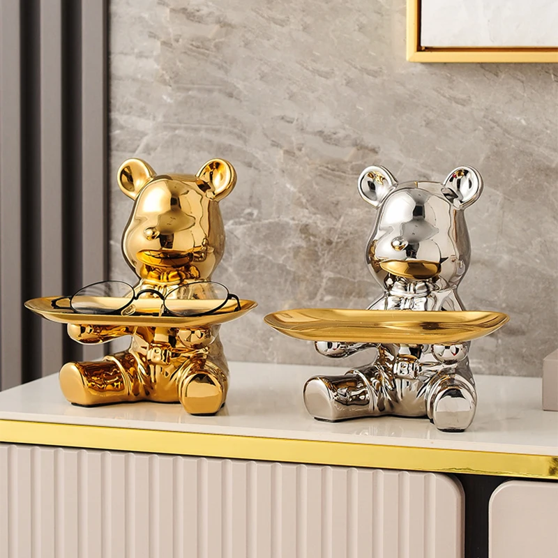 

Violent Bear Storage Tray, Ceramic Piggy Bank, Key Storage Tray, Entrance Foyer, Living Room Light, Luxury Decoration