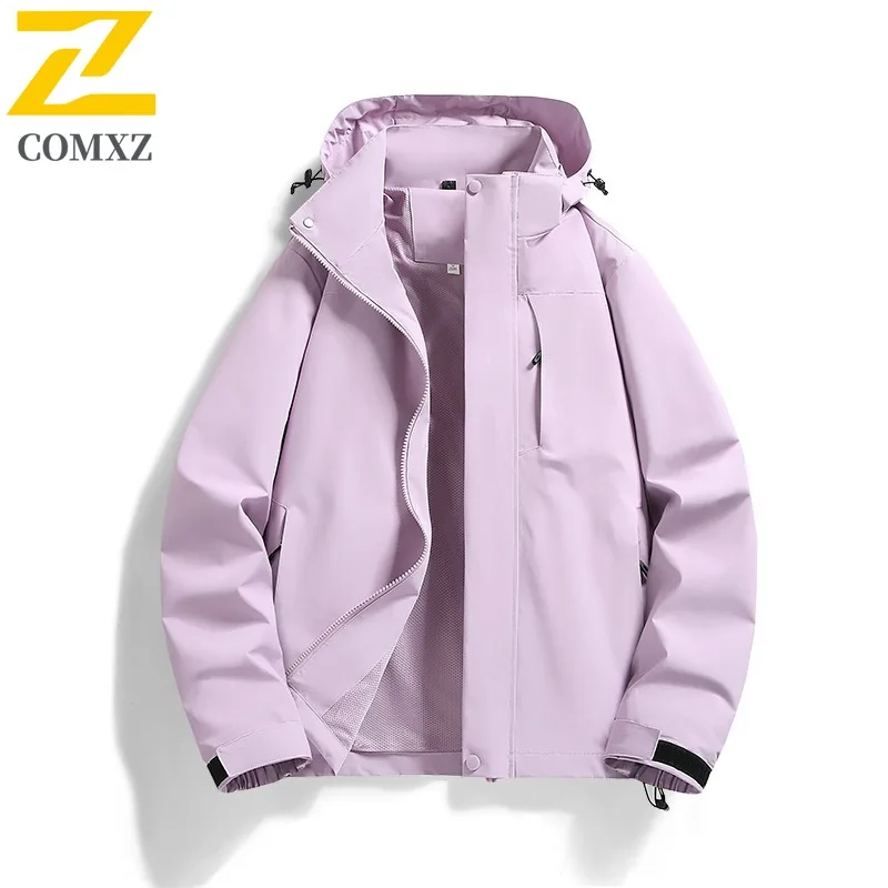 COMXZ Premium Outdoor Mens Jacket Cycling Comfortable Lightweight Coats Hooded Travel Windproof Zipper Autumn Wear Outerwear