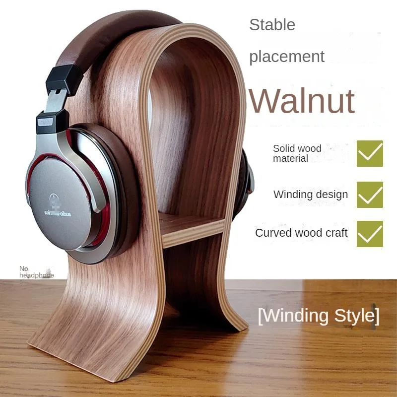 

Headphone Holder, Walnut Solid Wood Storage Rack, Simple Display Rack, Rack Accessories