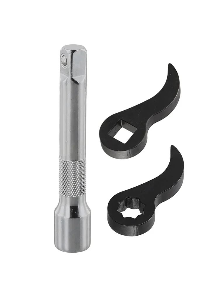 3 Pcs Pry Bar Wrench Adapter 1/2" Or 1/4" Pry Bar Wrench Adaptor Head Alloy Steel With Extension Alloy Steel Car Repair Tool