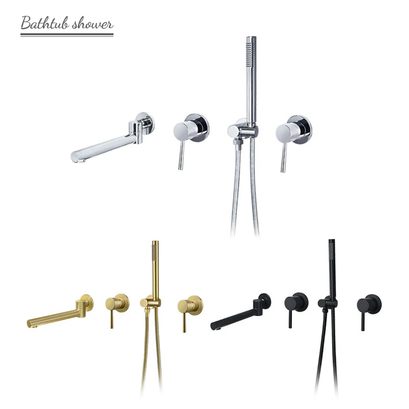 

Bathroom Bathtub Faucet Single Handle Waterfall Mixing Spout With Hand Shower Concealed Bathtub Shower Faucet Mixer Tap