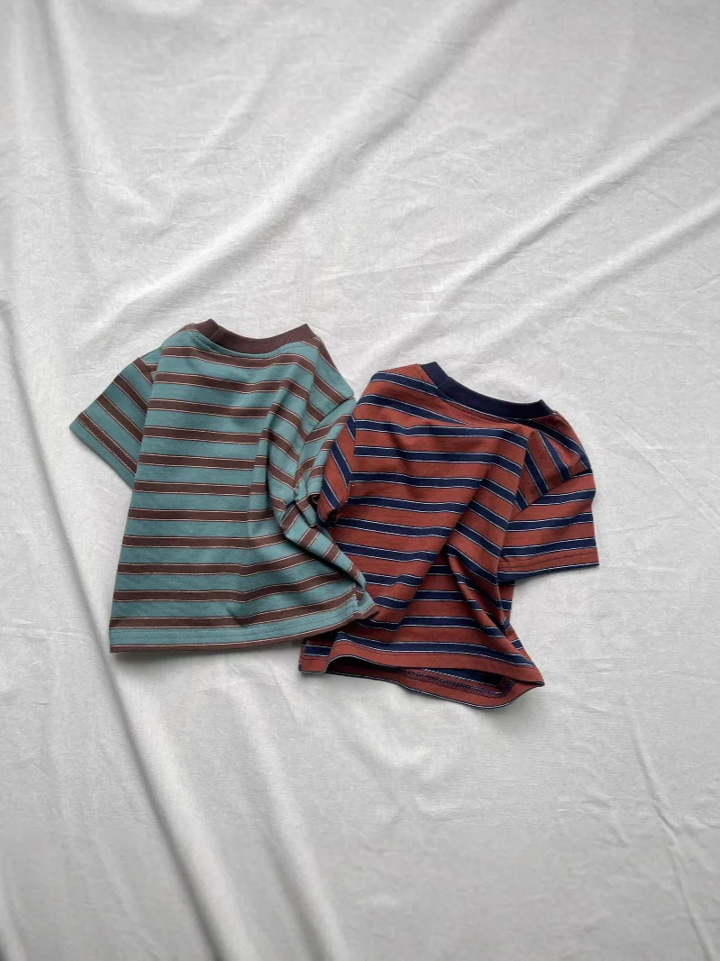 Summer New Baby Short Sleeve T Shirts Infant Casual Striped Tops Toddler Boys Girls Tee Cotton Children Clothes