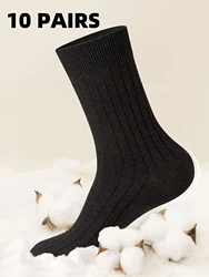 Unisex Black Crew Socks - Comfortable, Breathable & Moisture - Wicking - 39 - 46 (10 Pairs Black)