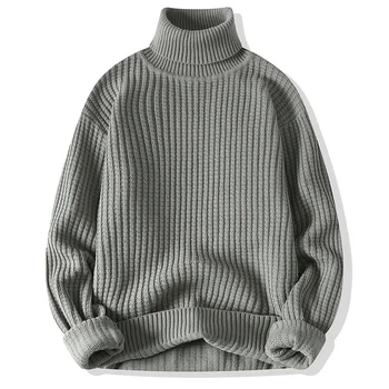 Autunno Inverno Nuovo maglione da uomo dolcevita pullover da uomo maglione lavorato a maglia tinta unita maglione casual da lavoro maglione caldo 1