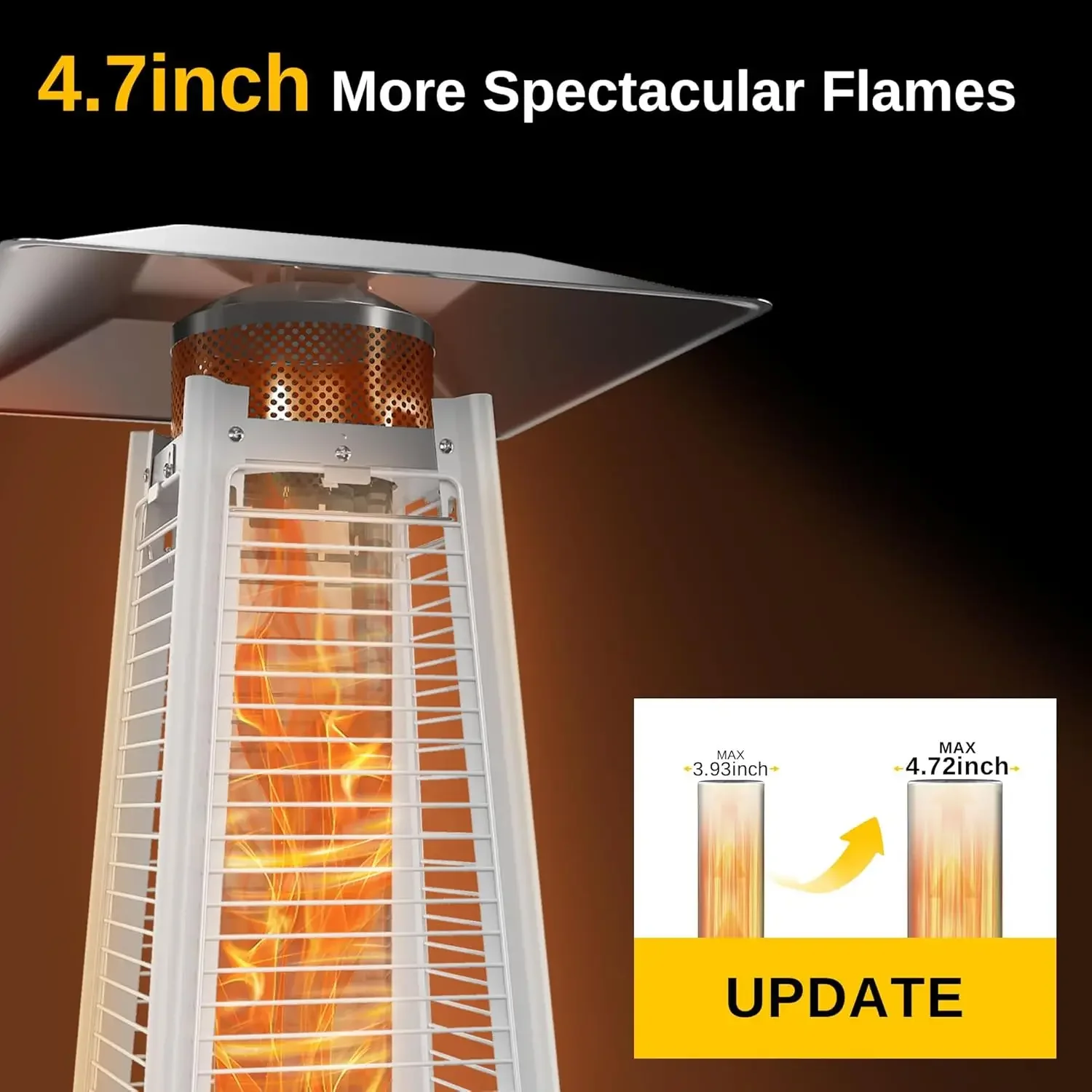 Description Picture 3 of itemPyramid Patio Heater 48,000 BTU Outdoor Patio Heater Quartz Glass Tube Propane Heater Triple Protection System With Wheels