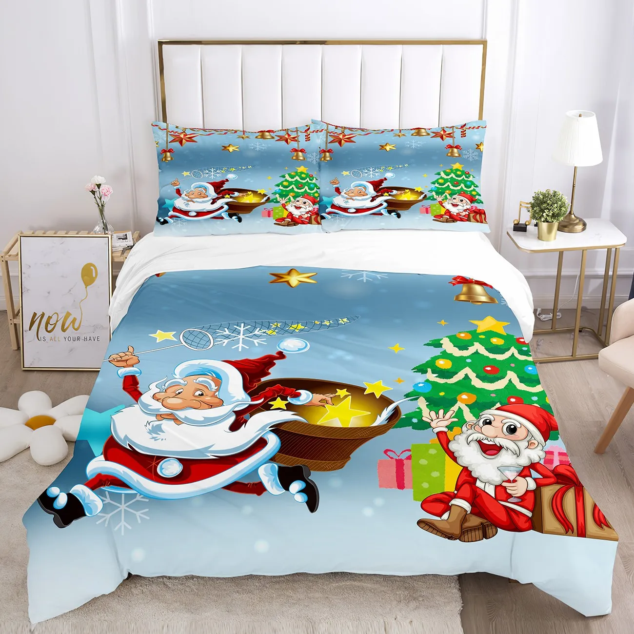 Pink Red Christmas Bedding Set Cute No Filler Duvet Cover