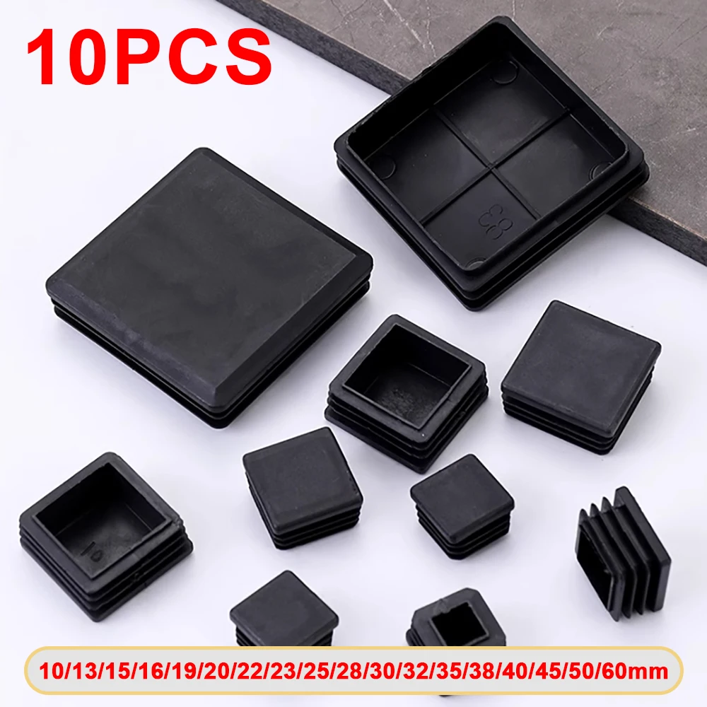 Square Plastic Blank End Cap Tube Pipe Insert Plug Bung 10/13/15/16/19/20/22/23/25/28/30/32/35/38/40/45/50/60mm 10pcs