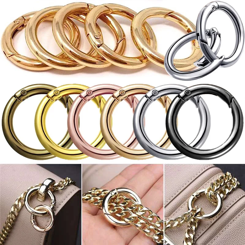 

10pcs/lot Circular Bag Buckle Metal Clasps Buckles Spring O Round Carabiner Snap Hook Spring Keyring DIY Jewelry Bag Accessories