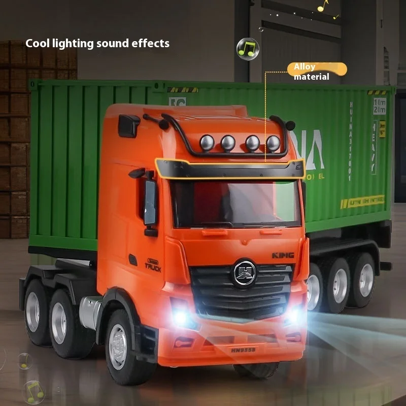New 1317 Nine-Channel Alloy Remote Control Container Truck Transport Electric Semi-Trailer Tractor Trailer Remote Control Toys 2