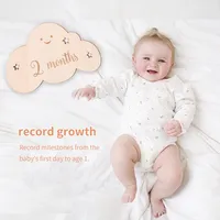 8pcs/set Wooden Baby Milestone Cards Cute Cloud Shape Milestone Memorial Monthly Baby Commemorativenir Newborn Photo Accessories 3