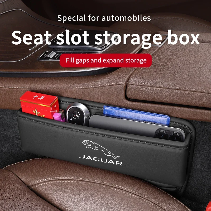 

For Jaguar E-PACE F-PACE F-TYPE XE XF XK XJR XFR XJ XEL XFL Leather Car Seat Gap Crevice Slot Storage Box Organizer Accessories