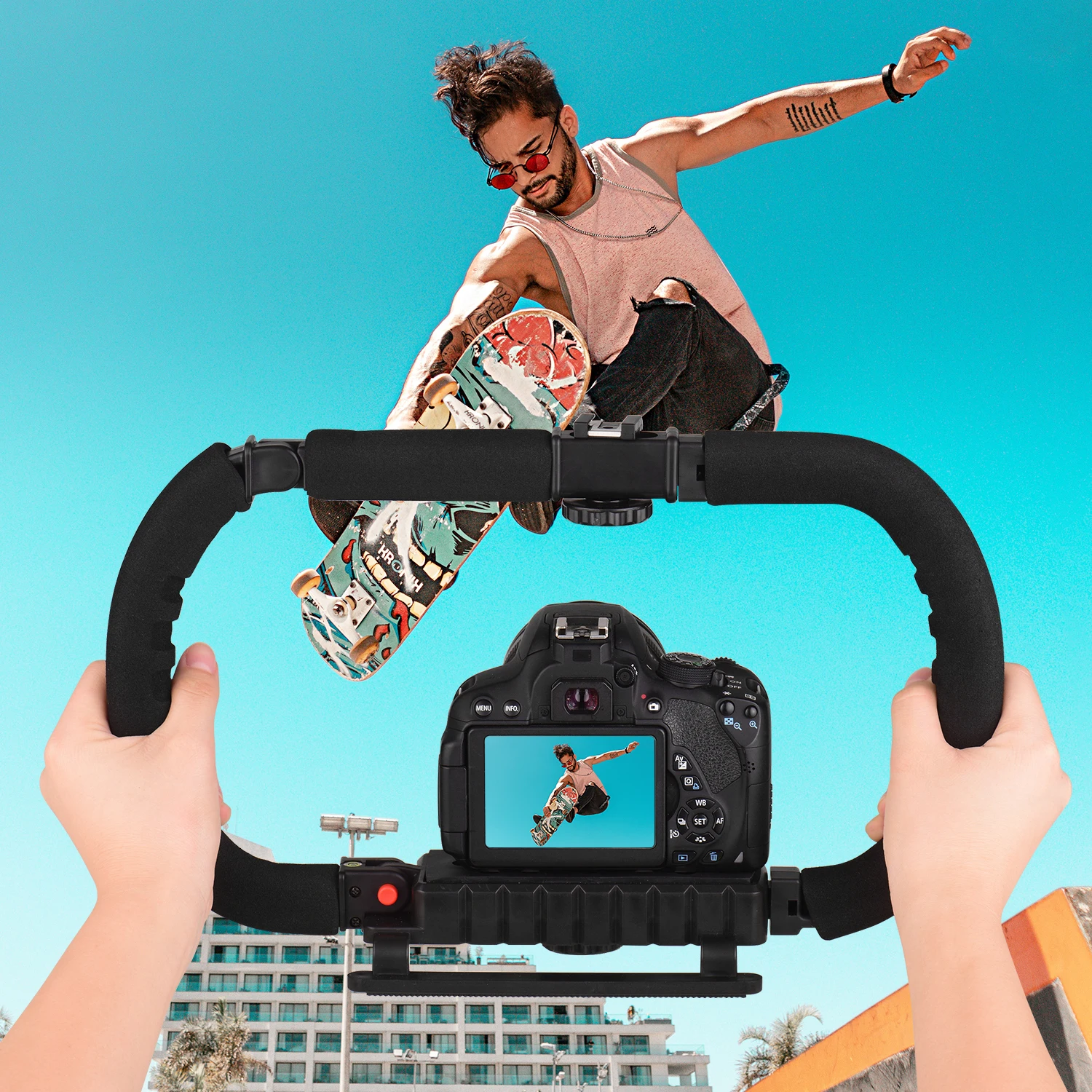 Description Picture 4 of itemAction Stabilizer Grip Flash Bracket Holder Handle Professional Video Accessories for DSLR DV Camera Camcorder Smartphones